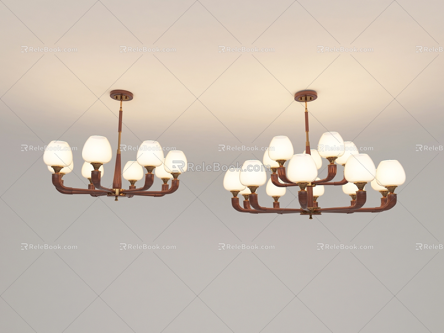 New Chinese Chandelier Combination 3d model