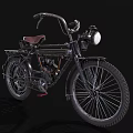 Vintage Bicycle With Classic Headlight Leather Seat And Mechanical Parts