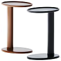 Modern Brown And Black Round Top Side Tables With Column Base Design 3d model