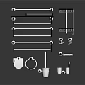Bathroom Essentials Set With Towel Racks Hooks Toilet Brush And Cups