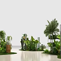 Green Plants And Modern Architectural Models On Smooth Surface With Reflection 3d model