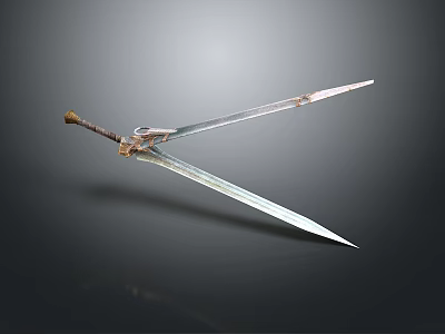 Ancient Warrior Battling Mythical Creatures With Sharp Double Edged Sword And Decorative Hilt 3d model
