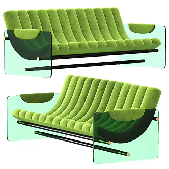 Green Double Sofa 3d model