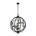 Modern Black Metal Spherical Chandelier With Candle Bulbs And Chain Hanging