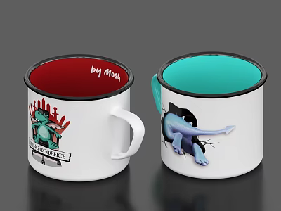 Enamel Cup Vintage Tea Cup Water Cup Tea Cup 3d model