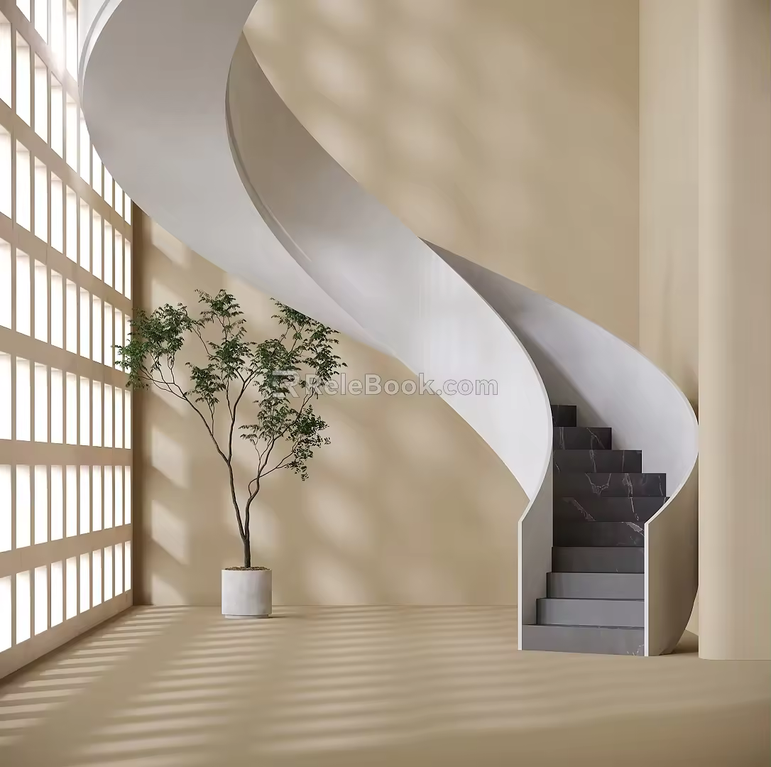 Rotating Staircase Potted Plant 3d model