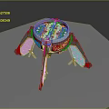 Futuristic Aircraft With Circular Transparent Canopy Green Glowing Ring And Metallic Legs