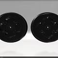 Two Black Round Ceiling Light Panels With Intricate Ornate Decorative Design
