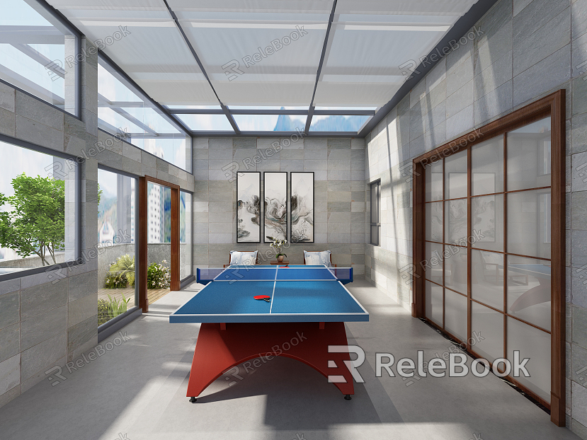 Modern table tennis room Sun room Terrace Balcony Table tennis model