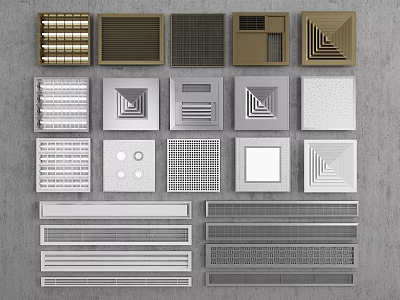 Various Air Conditioner Vents With Diverse Designs Shapes And Colors 3d model