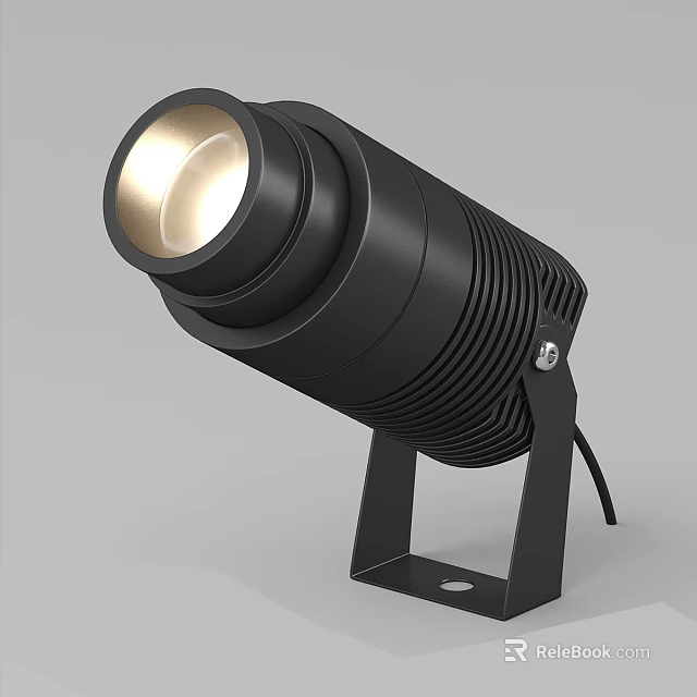 Black Modern Spotlight Downlight With Adjustable Stand And Illuminated Heat Sink 3d model 