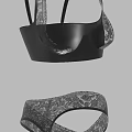 Women's Lingerie Set with Black Bra and Patterned Panties for Comfortable Wear