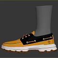 Yellow Casual Shoes with Black White Accents Orange Laces Thick Textured Sole