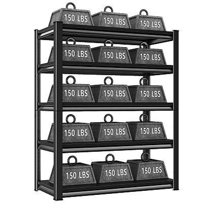Sturdy Metal Shelf With Multiple 150 LBS Weights On Each Layer 3d model