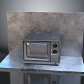 Vintage Gray TV Displayed On Concrete Stand With Textured Background Wall
