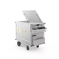Stainless Steel Medical Equipment Cart With Wheels Cabinet Doors Warning Labels And Control Panel