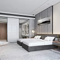 Hotel Room Bathroom With Modern Design White Freestanding Tub And Marble Counter