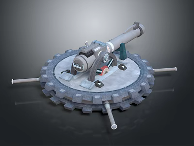 Large Industrial Mechanical Structure With Circular Toothed Gear Base And Metal Barrel 3d model