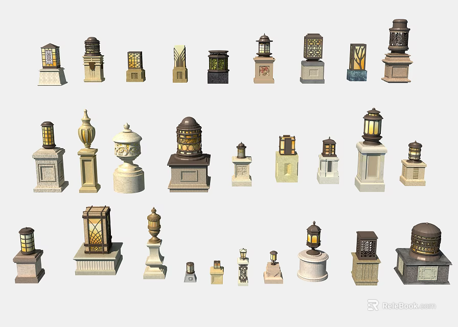 Decorative Outdoor Lights with Multiple Styles Durable Weatherproof Design for Garden Pathway 3d model