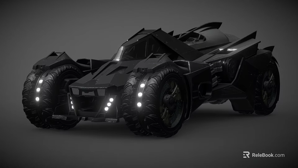 Futuristic Black Tank With Large Wheels Bright Lights And Aggressive Exterior Design 3d model 
