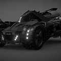 Futuristic Black Tank With Large Wheels Bright Lights And Aggressive Exterior Design