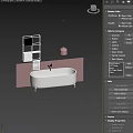 Modern White Freestanding Bathtub With Brown Tiled Wall And Pink Pendant Light