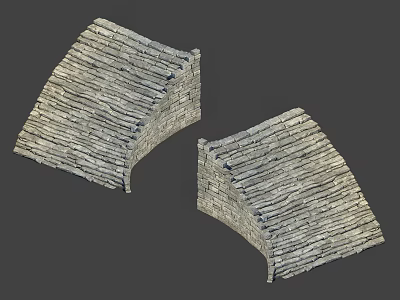Curved Stacked Stone Staircases With Arched Design And Textured Surface 3d model