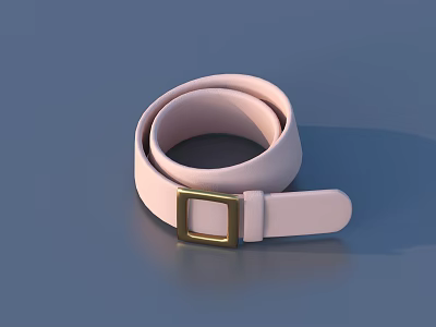 Pink Leather Belt With Gold Square Buckle For Daily Fashion Accessories 3d model