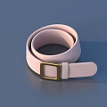 Pink Leather Belt With Gold Square Buckle For Daily Fashion Accessories