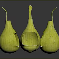 Yellow Woven Teardrop Shaped Hanging Chairs With Cushion And Small Round Stool