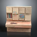 Textured Modular Control Console With Colorful Buttons Display Screen And Drawer