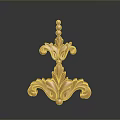 Golden Decorative Household Ornament With Intricate Curved Patterns And Bead Accents