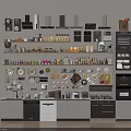 Diverse Kitchen Supplies Display On Shelves With Utensils Cookware Appliances And Storage Jars