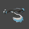 3D Anthropomorphic Wolf Game Character Posing With Blue Black Fur White Chest And Extended Hand