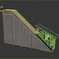 Train Railway Slope Structure With Gray Concrete And Green Cabin Design