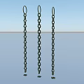 Rusted Metal Chains With Spiked Components Hanging Over Blue Surface 3d model