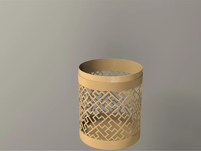 Public Facility Golden Cylindrical Design With Intricate Lattice Patterns For Urban Use 3d model
