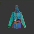 Blue Hoodie With Black Cat Graphic BAD BOY Text And Striped Sleeves