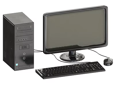 Desktop Computer Complete Setup With CPU Tower Monitor Keyboard And Mouse 3d model