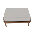 Modern Wooden Ottoman With White Upholstered Cushion And Natural Solid Legs Design