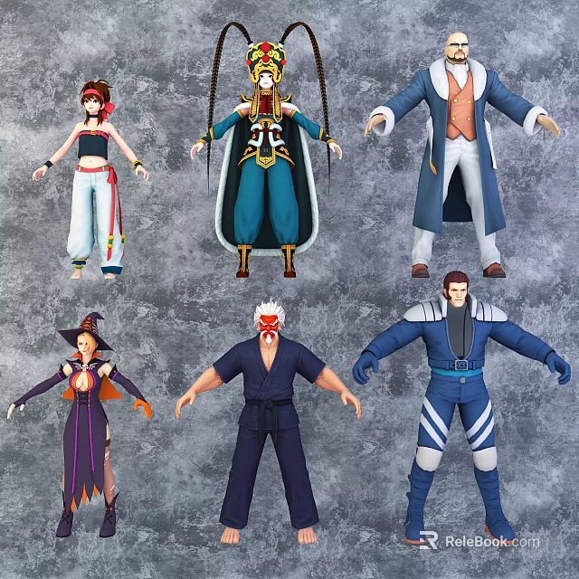 Game and Movie Characters Six Different Outfits Various Styles Action Figure Models 3d model 