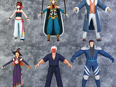 Game and Movie Characters Six Different Outfits Various Styles Action Figure Models 3d model