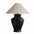 Minimalist Table Lamp With Black Ceramic Base And Light Colored Lampshade 3d model