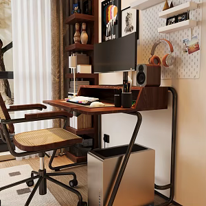 Modern Desk Chair Study Desk Writing Desk Computer Desk 3d model