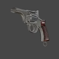 Vintage Revolver With Metallic Body Wooden Grip And Classic Design On Dark Background