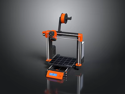 Professional 3D Printing Equipment with Orange Black Frame Digital Display and Build Platform 3d model