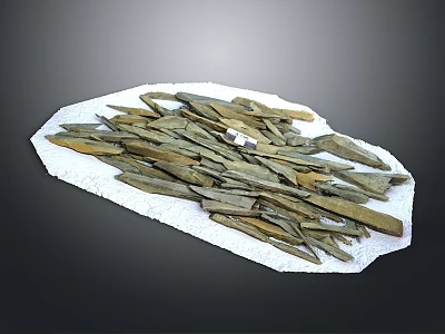Natural Wooden Stone Pieces Stacked On White Slate Base With Texture 3d model