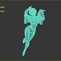 Female Superhero Character In Blue Red Costume With Red Cape And Dynamic Pose