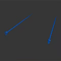 Two Blue Spiked Weapons Featuring Sharp Tips On White Background