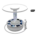 Modern Exhibition Stand With Circular Design Display Screens Transparent Column Human Figure And Control Device